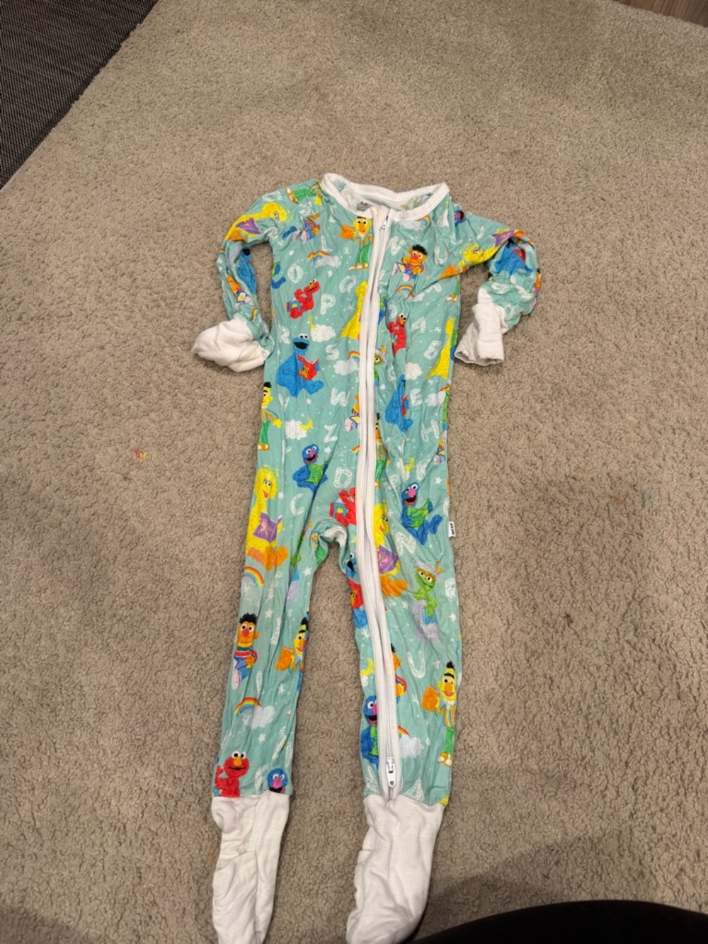 Little Sleepies Aqua Sesame Street Character Footed Pajamas